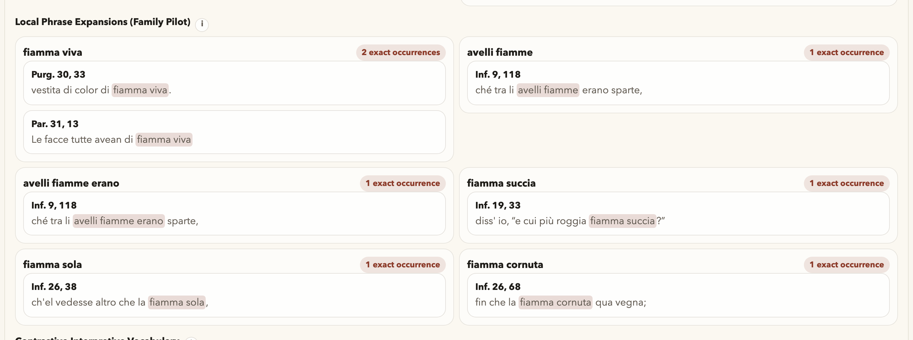 Exact Local Phrase Expansions.